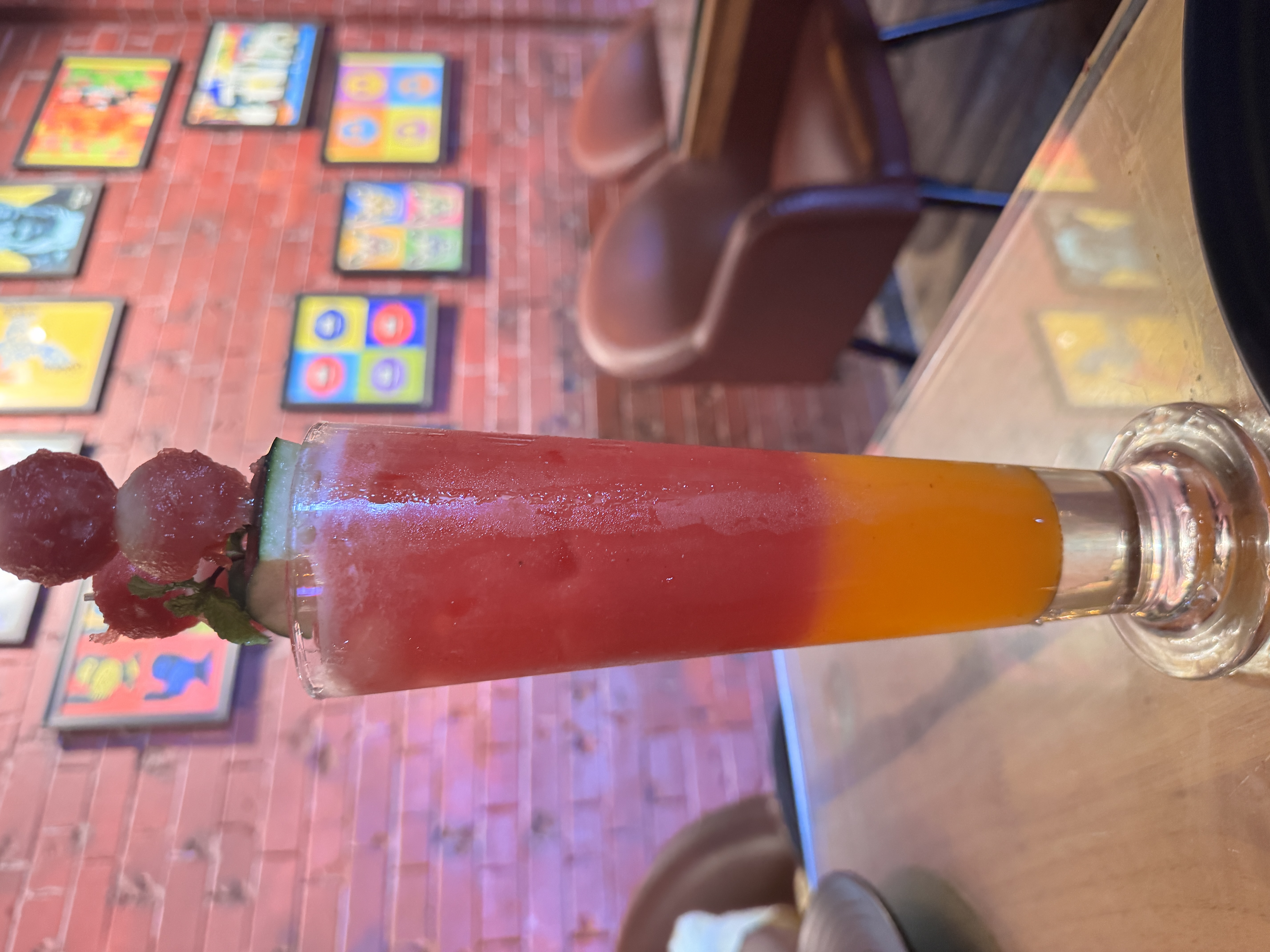 Layered red orange drink · Enhanced QA menu item